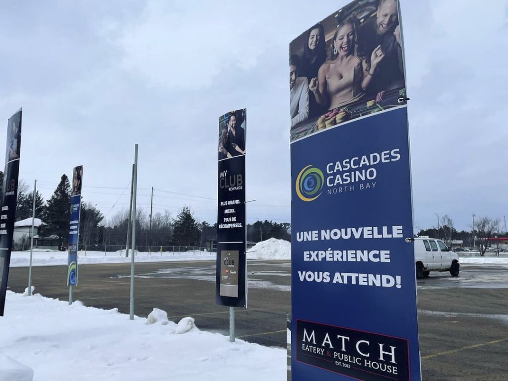 Promotional Displays at Cascades Casino North Bay - Outdoor Signage - Parking Lot